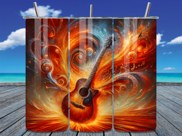 Abstract Fire Guitar Music Tumbler Wrap Review: A Bold Editorial Design Asset