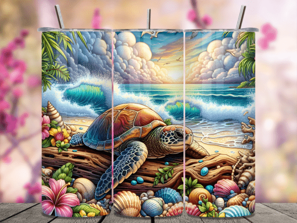 Beach Sunset Sea Turtle Tumbler Wrap: A Versatile Graphic for Tumbler Wraps
