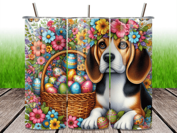 Beagle Flower Crown Easter Tumbler Wrap: A Fresh Springtime Design Asset
