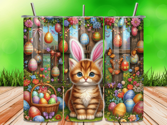 Bunny Ears Cat Easter Tumbler Wrap Design Review