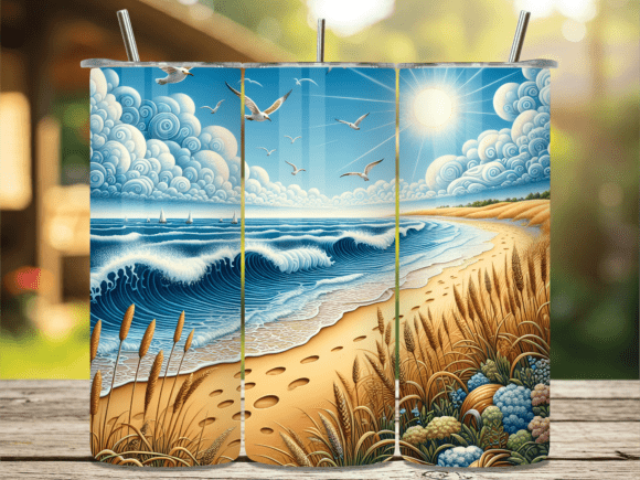 Coastal Sand Beach Shore Tumbler Wrap for Website and Editorial Design
