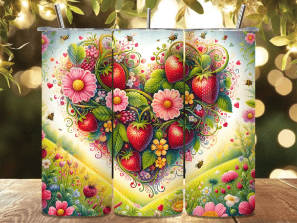 Floral Berry Heart Tumbler Wrap Design Review