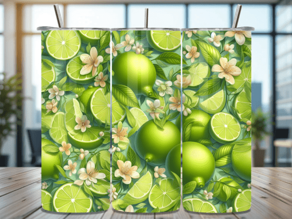 Fresh Lime Citrus Fruit Summer Tumbler: A Vibrant Design Asset for Website and Editorial Use