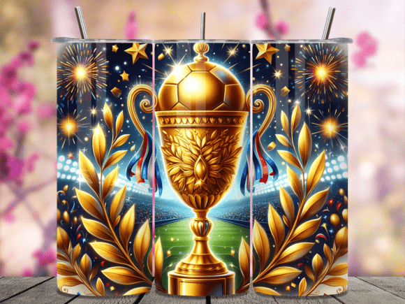 Golden Soccer Trophy Tumbler Wrap: A Bold Graphic for Craft Creators