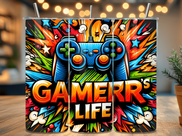 Graffiti Style Gamer Life Tumbler Wrap: A Bold Design Asset for Creative Projects