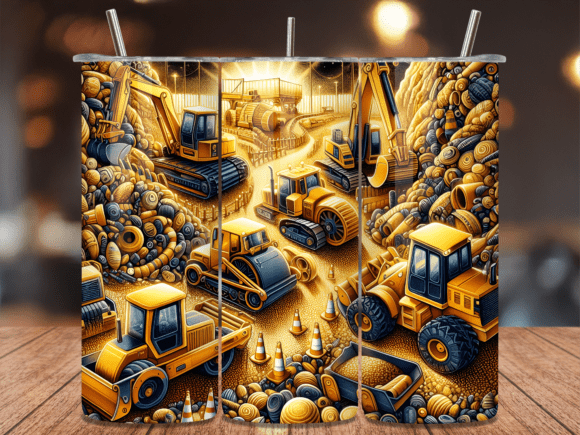 Heavy Machinery Construction Tumbler: A Bold Graphic Design Asset for Impactful Branding