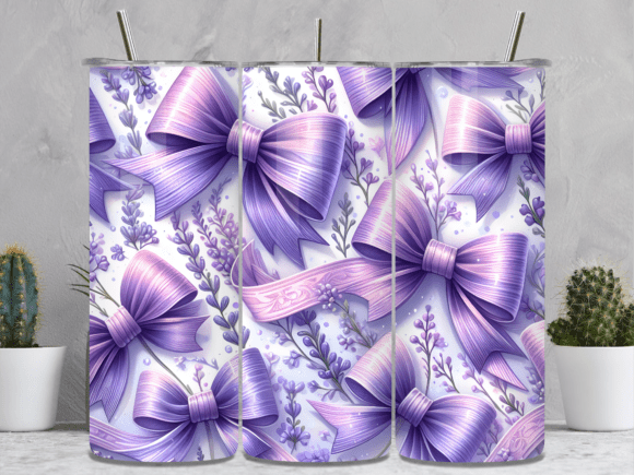 Lavender Ribbon Bow Floral Tumbler Wrap: A Versatile Design Asset for Branding Projects