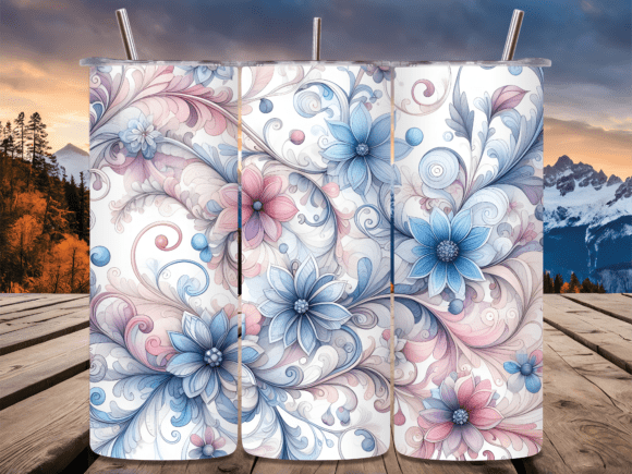 Pastel Floral Swirl Artistic Tumbler PNG: A Versatile Graphic for Blog and Editorial Use