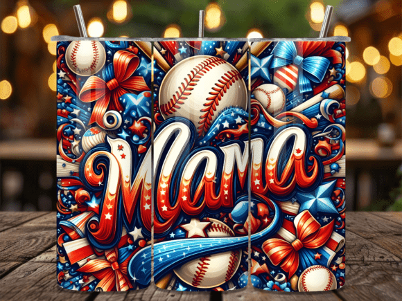 Patriotic Mama Baseball Stars Tumbler Wrap: A Bold Visual Asset for Content Creators