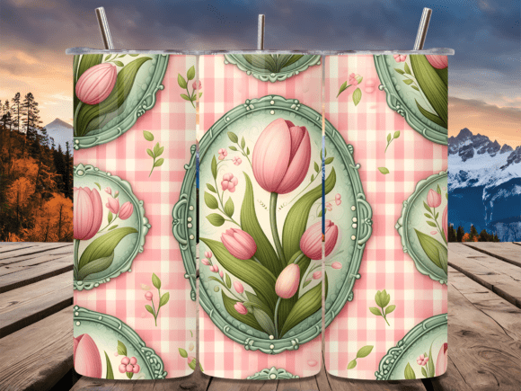 Pink Tulip Gingham Coquette Tumbler Wrap: A Delightful Design Asset for Branding and Marketing