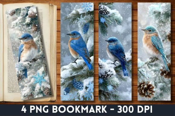 Snowy Pine Bluebird Bookmark for Crafts: A Designerβs Take
