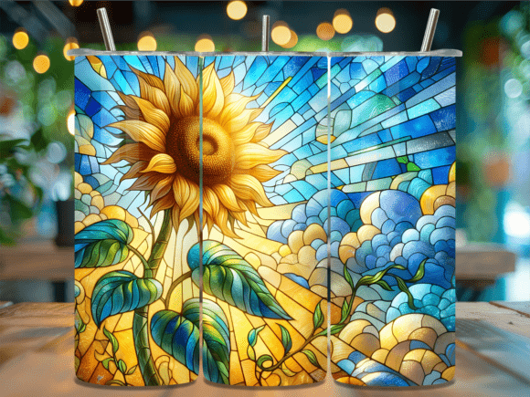 Sunlight Sunflower Garden Floral Tumbler Wraps for Small Business Branding