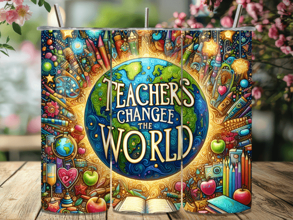 Teachers Change World Tumbler Wrap PNG for Real-World Crafting