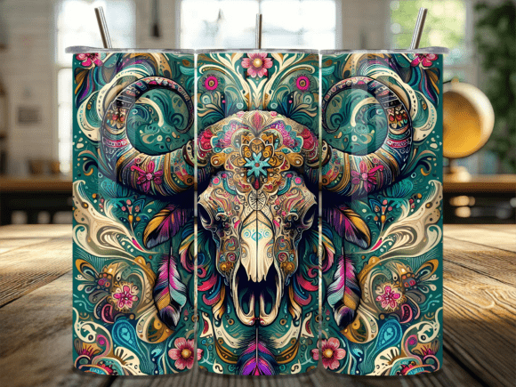 Tribal Floral Bull Skull Tumbler Wrap Review