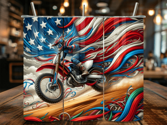 USA Flag Racing Dirt Bike Tumbler Wrap Review for Content Creators