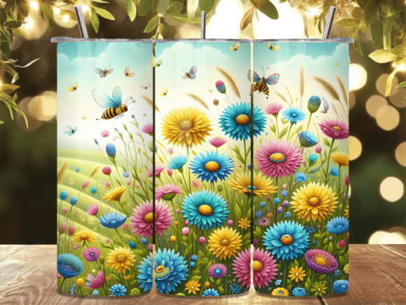 Wildflower Bee Meadow Tumbler Wrap: A Versatile Design Asset for Branding