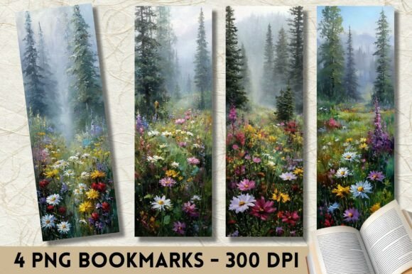 Winter Forest Purple Flowers Bookmark: A Versatile Print Template for Seasonal Design Projects
