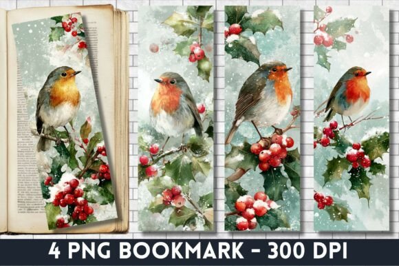 Winter Robin Holly Berry Bookmark Design Review