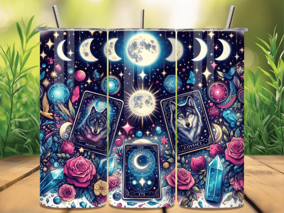 Wolf Moon Tarot Floral Tumbler Wrap PNG Review: A Versatile Design for Creative Sellers